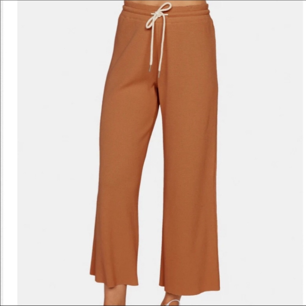 Mate The Label Organic Thermal Wide Leg In Amber Brown Size Small